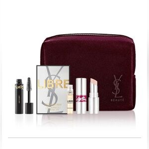 NWT Yves Saint Laurent Burgundy Makeup Set